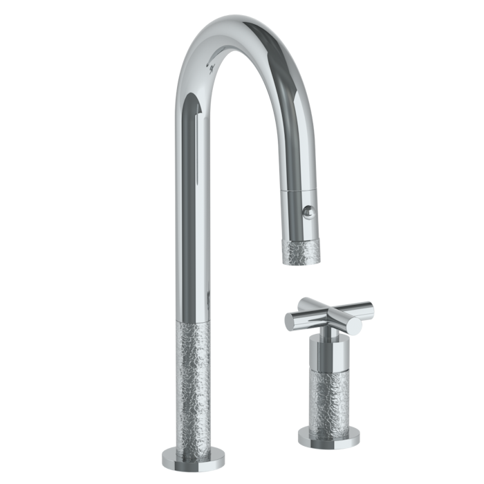 WATERMARK Sense 27 Deck Mounted 2 Hole Gooseneck Prep Faucet with Pull Down Spray 27-9.1.3PG2-CL15V (ON SALE)