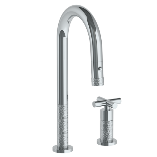 WATERMARK Sense 27 Deck Mounted 2 Hole Gooseneck Prep Faucet with Pull Down Spray 27-9.1.3PG2-CL15V (ON SALE)