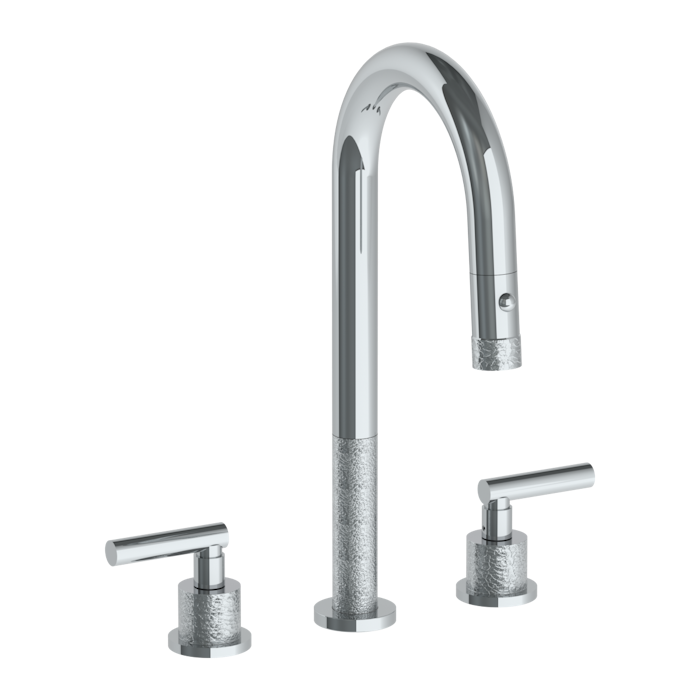 WATERMARK Sense 27 Deck Mounted 3 Hole Gooseneck Prep Faucet with Pull Down Spray 27-9PG4-CL14 (ON SALE)