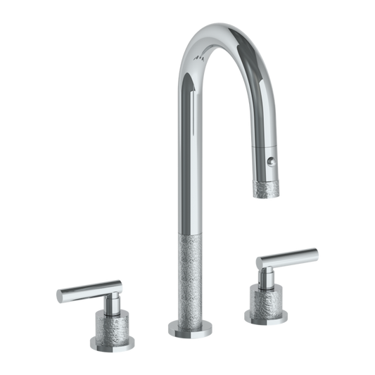 WATERMARK Sense 27 Deck Mounted 3 Hole Gooseneck Prep Faucet with Pull Down Spray 27-9PG4-CL14 (ON SALE)