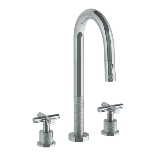 WATERMARK Sense 27 Deck Mounted 3 Hole Gooseneck Prep Faucet with Pull Down Spray 27-9PG4-CL15 (ON SALE)