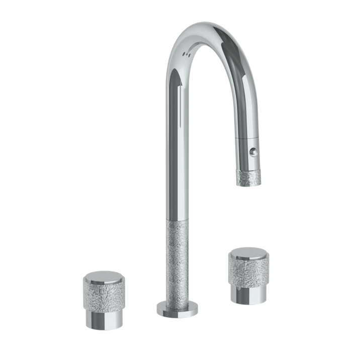 WATERMARK Sense 27 Deck Mounted 3 Hole Gooseneck Prep Faucet with Pull Down Spray 27-9PG4-CL16 (ON SALE)