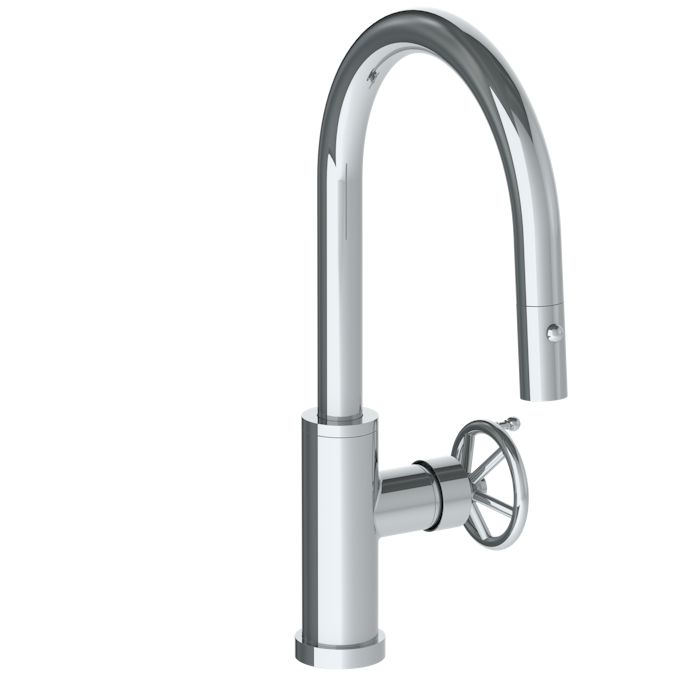 WATERMARK Brooklyn 31 Deck Mounted 1 Hole Gooseneck Kitchen Faucet with Pull Down Spray - Low Spout 31-7.3PG4-BKA1 (ON SALE)