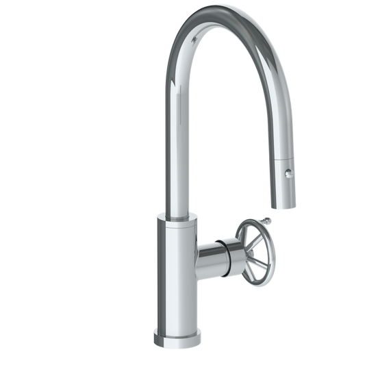 WATERMARK Brooklyn 31 Deck Mounted 1 Hole Gooseneck Kitchen Faucet with Pull Down Spray - Low Spout 31-7.3PG4-BKA1 (ON SALE)