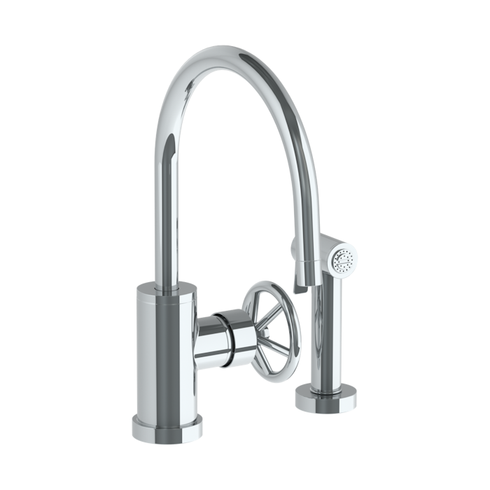 WATERMARK Brooklyn 31 Deck Mounted 2 Hole Gooseneck Kitchen Set - Includes Side Spray 31-7.4G-BK (ON SALE)