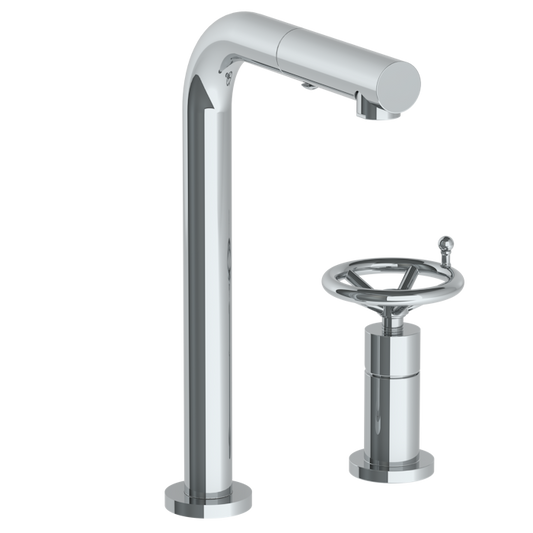 WATERMARK Brooklyn 31 Deck Mounted 2 Hole Square Top Prep Faucet with Pull Out Spray 31-9.1.3P1-BKA1V (ON SALE)