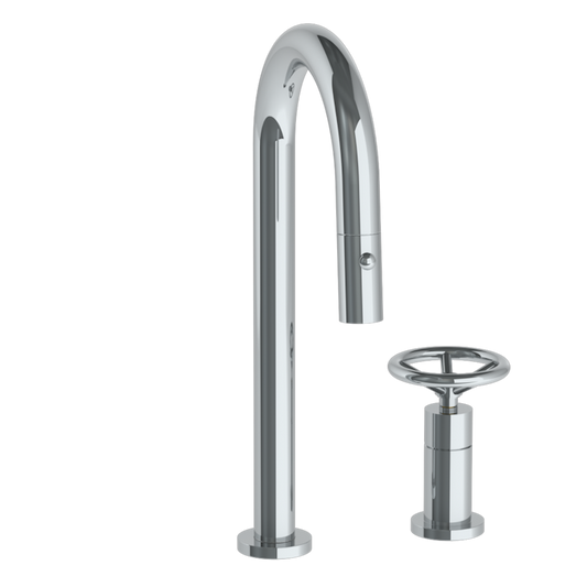WATERMARK Brooklyn 31 Deck Mounted 2 Hole Gooseneck Prep Faucet with Pull Down Spray 31-9.1.3PG2-BKV (ON SALE)