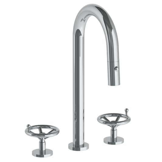 WATERMARK Brooklyn 31 Deck Mounted 3 Hole Gooseneck Prep Faucet with Pull Down Spray 31-9PG4-BKA1 (ON SALE)