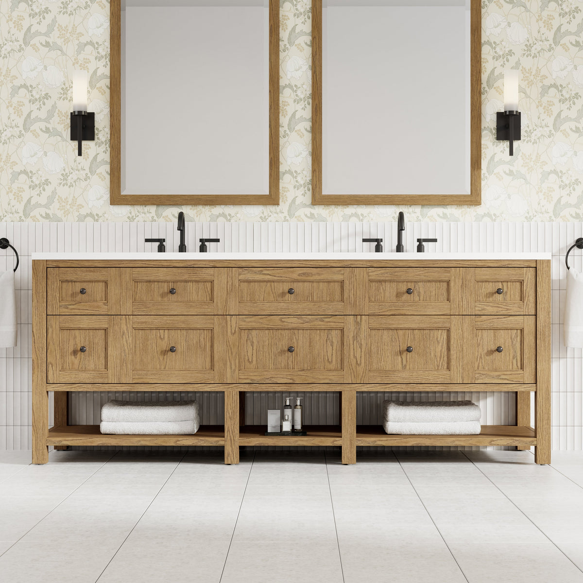 Breckenridge 84-inch double vanity in Light Natural Oak – cabinet only