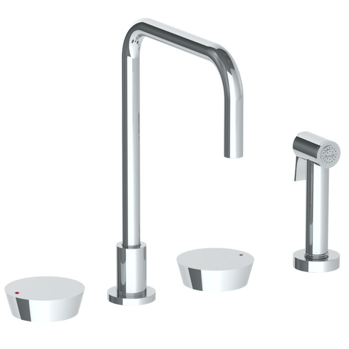 WATERMARK Zen 36 Deck Mounted 4 Hole Square Top Kitchen Set - Includes Side Spray 36-7.1-BL1 (ON SALE)