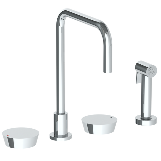 WATERMARK Zen 36 Deck Mounted 4 Hole Square Top Kitchen Set - Includes Side Spray 36-7.1-BL1 (ON SALE)