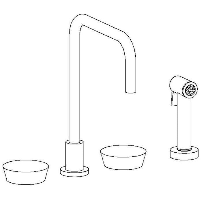 WATERMARK Zen 36 Deck Mounted 4 Hole Square Top Kitchen Set - Includes Side Spray 36-7.1-IW (ON SALE)
