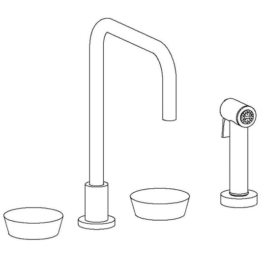 WATERMARK Zen 36 Deck Mounted 4 Hole Square Top Kitchen Set - Includes Side Spray 36-7.1-IW (ON SALE)