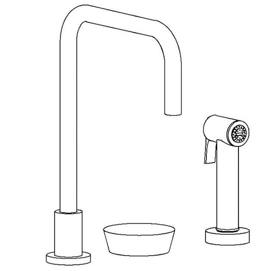 WATERMARK Zen 36 Deck Mounted 3 Hole Square Top Kitchen Set - Includes Side Spray 36-7.1.3A-CM (ON SALE)