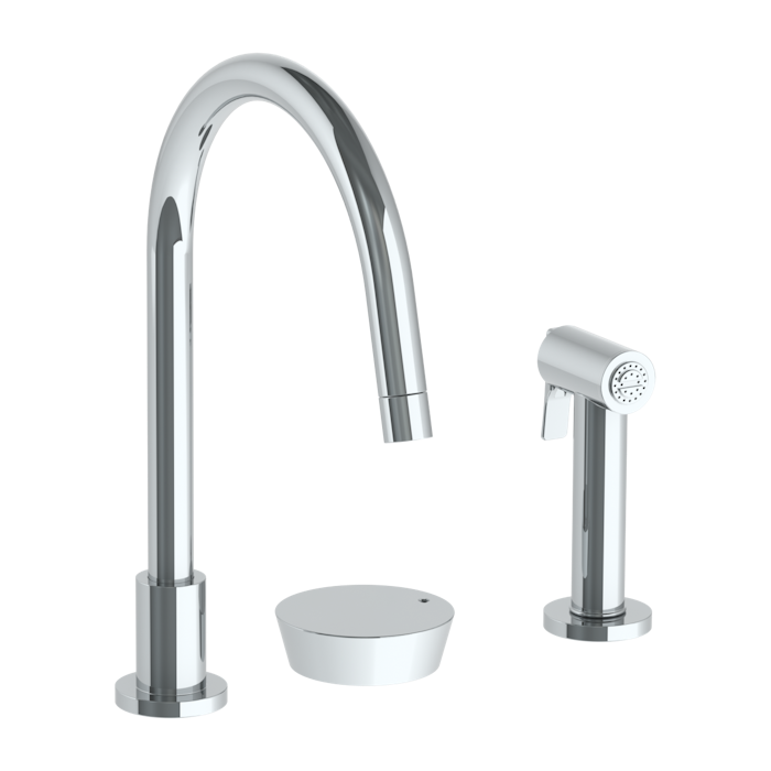 WATERMARK Zen 36 Deck Mounted 3 Hole Gooseneck Kitchen Set - Includes Side Spray 36-7.1.3GA-BL1 (ON SALE)