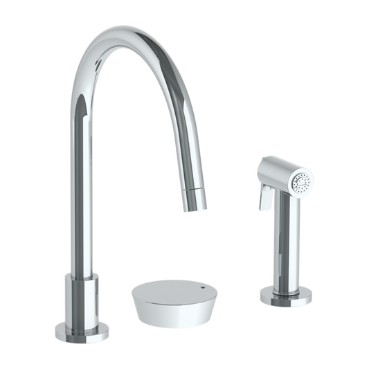 WATERMARK Zen 36 Deck Mounted 3 Hole Gooseneck Kitchen Set - Includes Side Spray 36-7.1.3GA-BL1 (ON SALE)