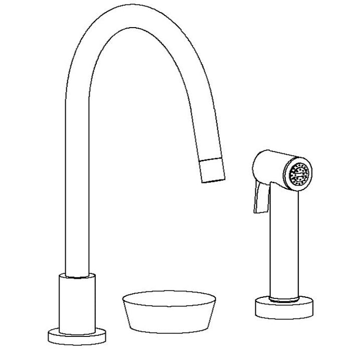 WATERMARK Zen 36 Deck Mounted 3 Hole Gooseneck Kitchen Set - Includes Side Spray 36-7.1.3GA-CM (ON SALE)