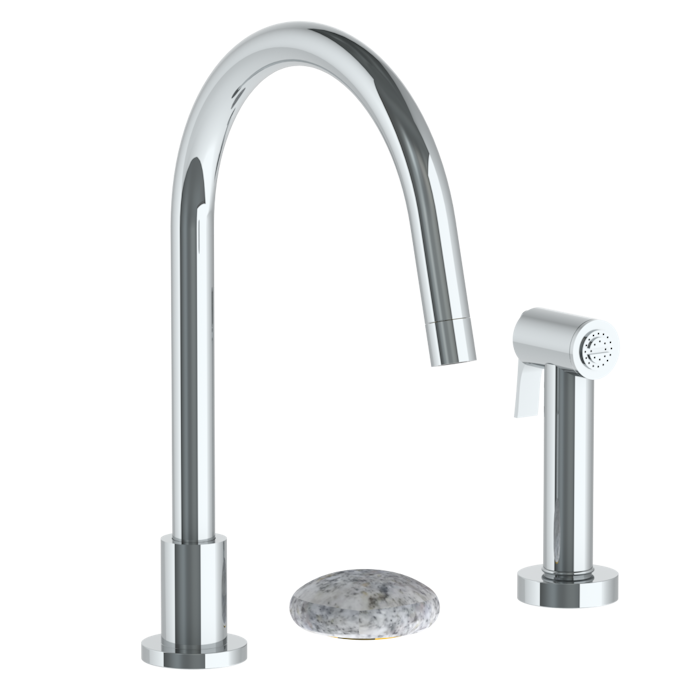 WATERMARK Zen 36 Deck Mounted 3 Hole Gooseneck Kitchen Set - Includes Side Spray 36-7.1.3GA-WM (ON SALE)