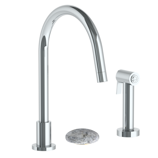 WATERMARK Zen 36 Deck Mounted 3 Hole Gooseneck Kitchen Set - Includes Side Spray 36-7.1.3GA-WM (ON SALE)