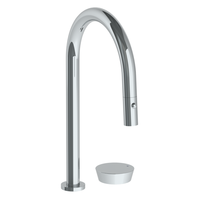 WATERMARK Zen 36 Deck Mounted 2 Hole Gooseneck Kitchen Faucet with Pull Down Spray 36-7.1.3PG2-BL1 (ON SALE)