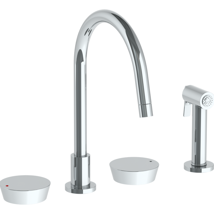 WATERMARK Zen 36 Deck Mounted 4 Hole Gooseneck Kitchen Set - Includes Side Spray 36-7.1G-BL1 (ON SALE)