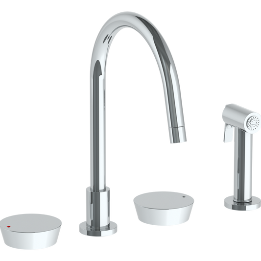 WATERMARK Zen 36 Deck Mounted 4 Hole Gooseneck Kitchen Set - Includes Side Spray 36-7.1G-BL1 (ON SALE)
