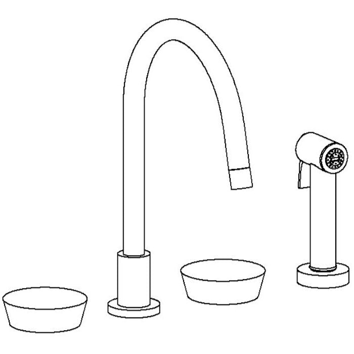 WATERMARK Zen 36 Deck Mounted 4 Hole Gooseneck Kitchen Set - Includes Side Spray 36-7.1G-CM (ON SALE)