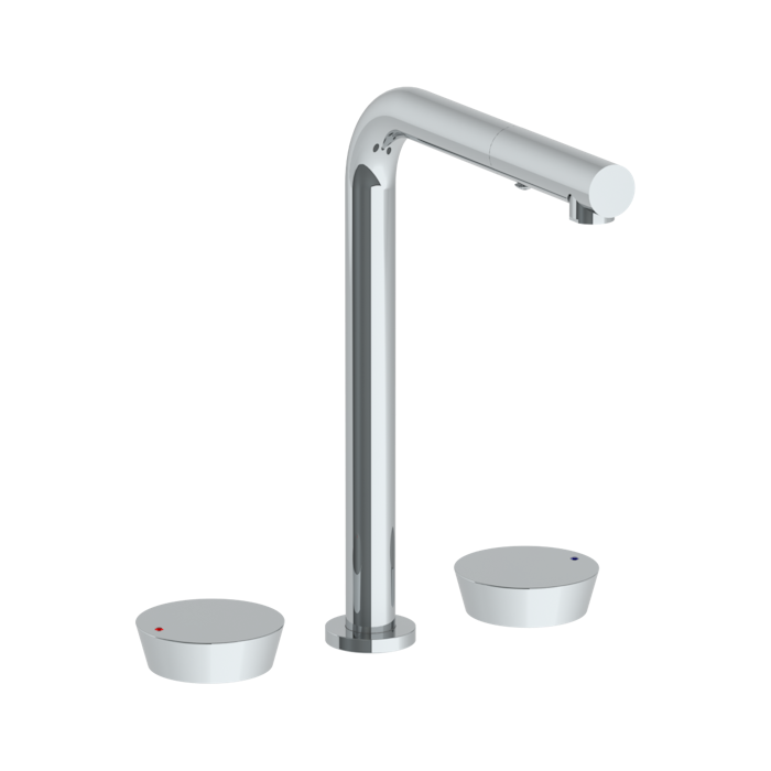 WATERMARK Zen 36 Deck Mounted 3 Hole Square Top Kitchen Faucet with Pull Out Spray 36-7P1-BL1 (ON SALE)