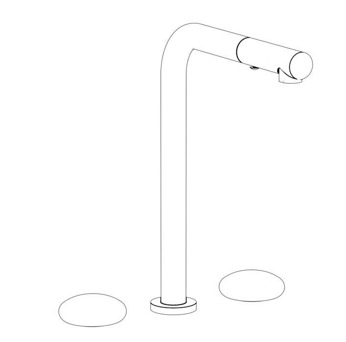 WATERMARK Zen 36 Deck Mounted 3 Hole Square Top Kitchen Faucet with Pull Out Spray 36-7P1-HD (ON SALE)