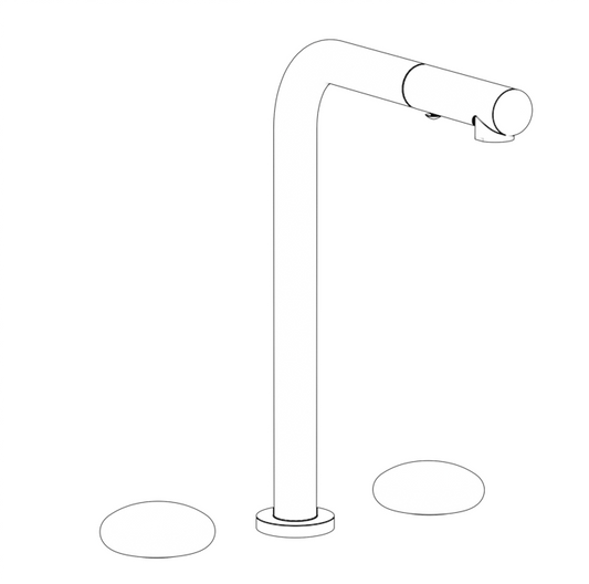 WATERMARK Zen 36 Deck Mounted 3 Hole Square Top Kitchen Faucet with Pull Out Spray 36-7P1-HL (ON SALE)