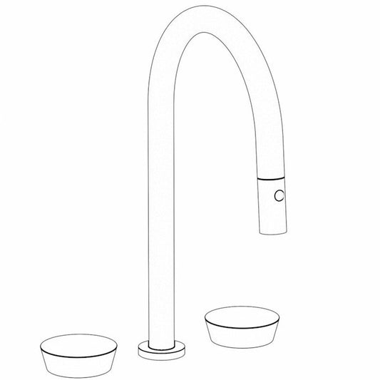 WATERMARK Zen 36 Deck Mounted 3 Hole Gooseneck Top Kitchen Faucet with Pull Down Spray 36-7PG2-IW (ON SALE)