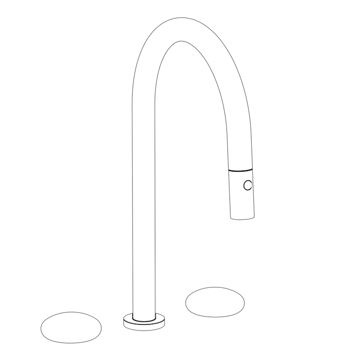 WATERMARK Zen 36 Deck Mounted 3 Hole Gooseneck Top Kitchen Faucet with Pull Down Spray 36-7PG2-HL (ON SALE)