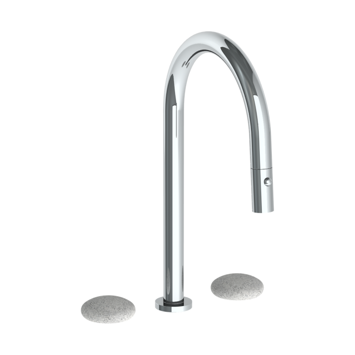 WATERMARK Zen 36 Deck Mounted 3 Hole Gooseneck Top Kitchen Faucet with Pull Down Spray 36-7PG2-WM (ON SALE)