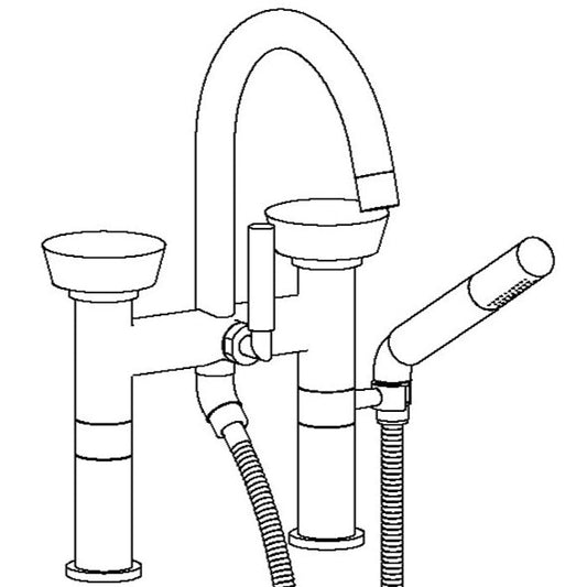 WATERMARK Zen 36 Deck Mounted Exposed Gooseneck Bath Set with Hand Shower 36-8.2-CM (ON SALE)
