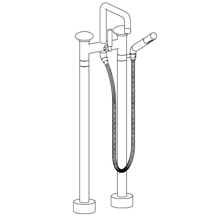 WATERMARK Zen 36 Floor Standing Square Bath set with Slim Hand Shower 36-8.26.3-WM (ON SALE)