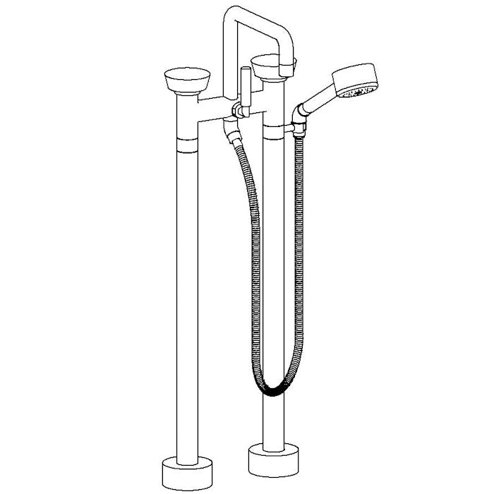 WATERMARK Zen 36 Floor Standing Square Bath set with Volume Hand Shower 36-8.26.3V-CM (ON SALE)