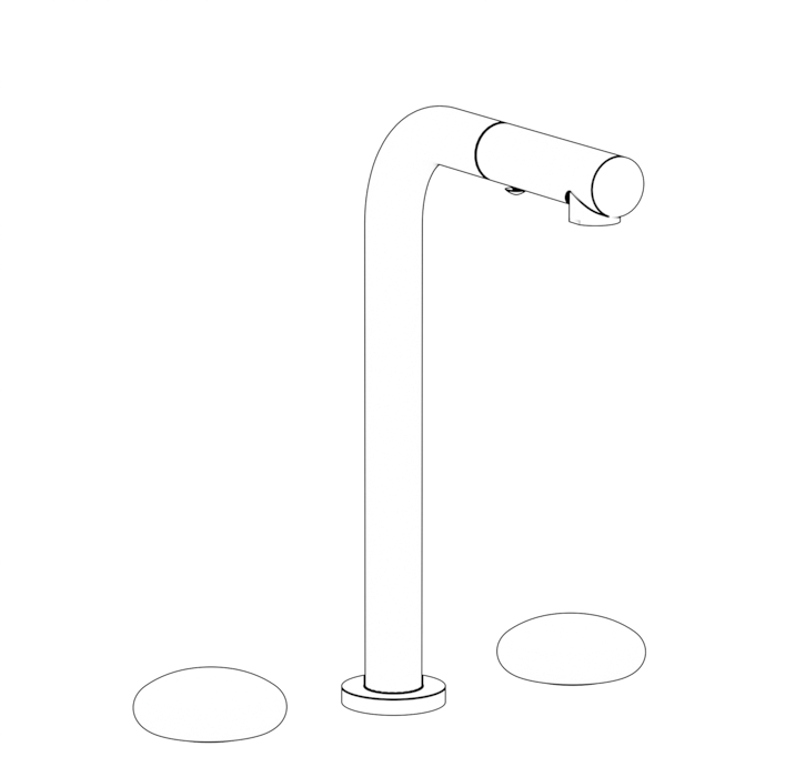 WATERMARK Zen 36 Deck Mounted 3 Hole Square Top Prep Faucet with Pull Out Spray 36-9P3-HD (ON SALE)