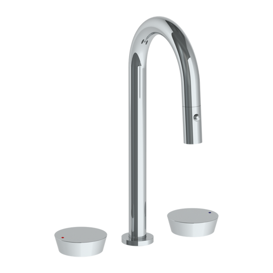 WATERMARK Zen 36 Deck Mounted 3 Hole Gooseneck Prep Faucet with Pull Down Spray 36-9PG4-BL1 (ON SALE)