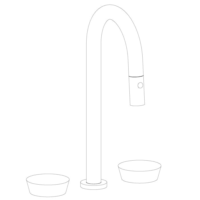 WATERMARK Zen 36 Deck Mounted 3 Hole Gooseneck Prep Faucet with Pull Down Spray 36-9PG4-NM (ON SALE)