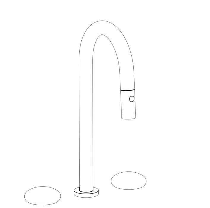 WATERMARK Zen 36 Deck Mounted 3 Hole Gooseneck Prep Faucet with Pull Down Spray 36-36-9PG4-HL (ON SALE)