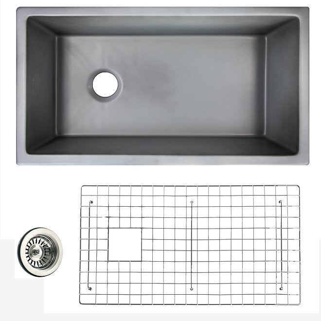 NANTUCKET 34 Inch Undermount Concrete Sink Wellfleet-3419Concrete  (FREE SHIPPING PROMO SEPTEMBER 2025)