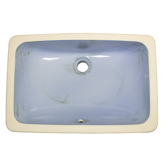 NANTUCKET 20" Distressed Blue Undermount Bathroom Sink Handmade Italian Fireclay Bathroom Sinks Regatta RC2035SS SIRACUSA   (FREE SHIPPING PROMO SEPTEMBER 2025)