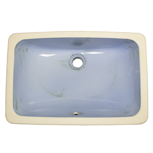 NANTUCKET 20" Distressed Blue Undermount Bathroom Sink Handmade Italian Fireclay Bathroom Sinks Regatta RC2035SS SIRACUSA   (FREE SHIPPING PROMO SEPTEMBER 2025)