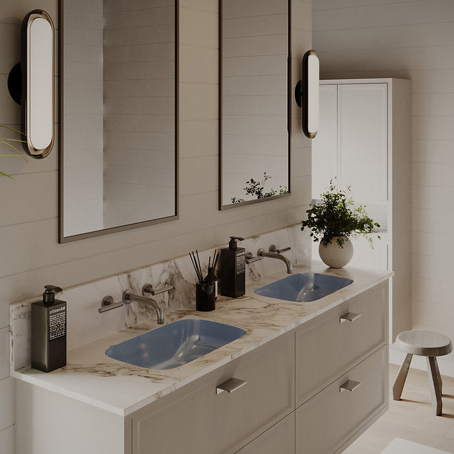 NANTUCKET 20" Distressed Blue Undermount Bathroom Sink Handmade Italian Fireclay Bathroom Sinks Regatta RC2035SS SIRACUSA   (FREE SHIPPING PROMO SEPTEMBER 2025)