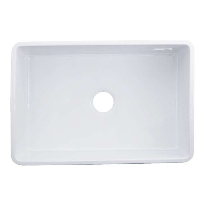 NANTUCKET 30 Inch Farmhouse Fireclay Sink with Filigree Apron FCFS3020S-Filigree  (FREE SHIPPING PROMO SEPTEMBER 2025)