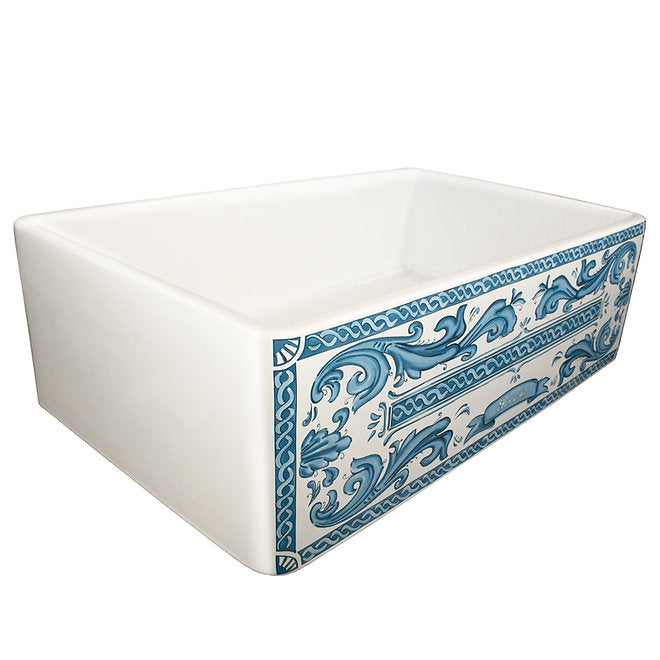 NANTUCKET 33 Inch Farmhouse Fireclay Sink with an appliqué Apron Design FCFS3320S-BluMare  (FREE SHIPPING PROMO SEPTEMBER 2025)