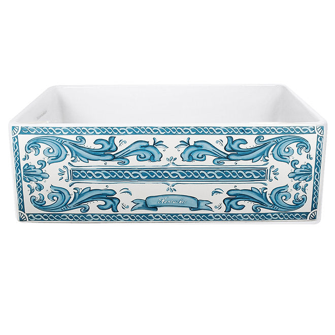 NANTUCKET 33 Inch Farmhouse Fireclay Sink with an appliqué Apron Design FCFS3320S-BluMare  (FREE SHIPPING PROMO SEPTEMBER 2025)