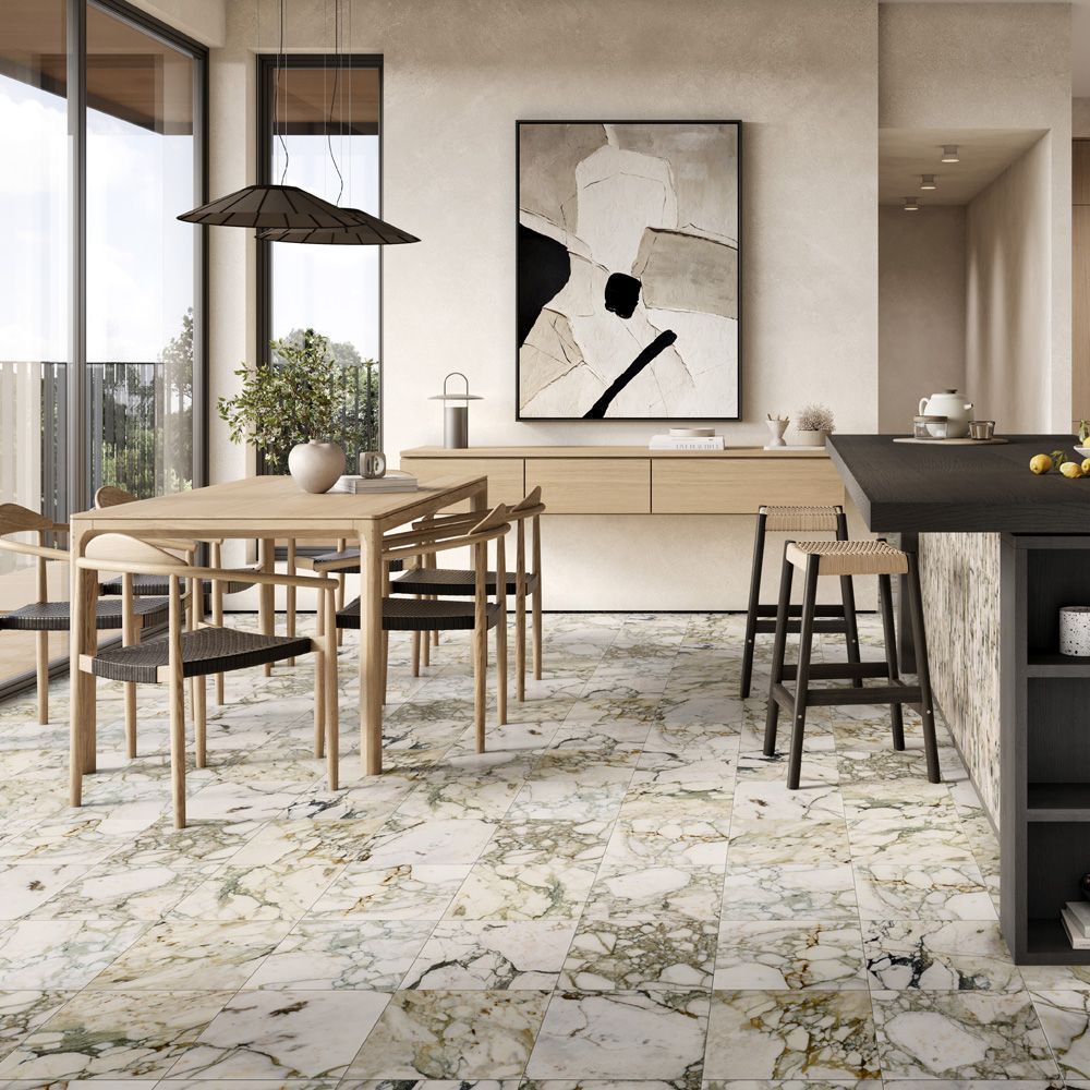 12" x 12" Polished Calacatta Verde  74320 - Exotic Marble Collection (Please Call for Special Pricing)