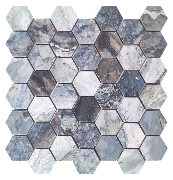 ELY Mystic Ocean Matte 2'' Hexagon 12'' x 12'' 
