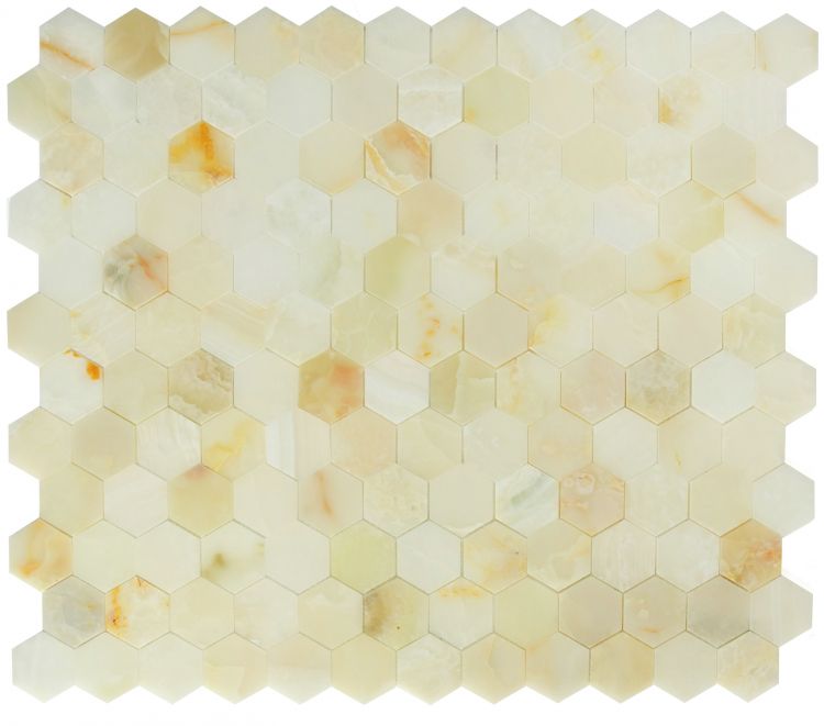 ELY 3'' Hexagon Onyx White Polished 10.25'' x 11.75'' 